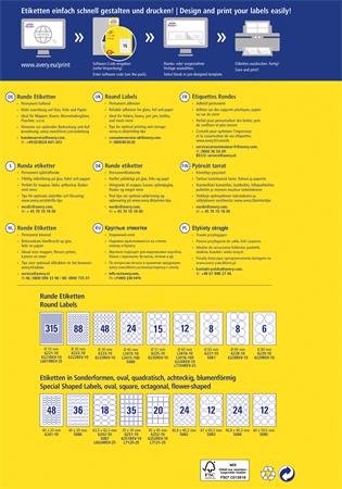 Etikett, univerzális, 51mm, kör, AVERY ZWECKFORM, 150 etikett/csomag